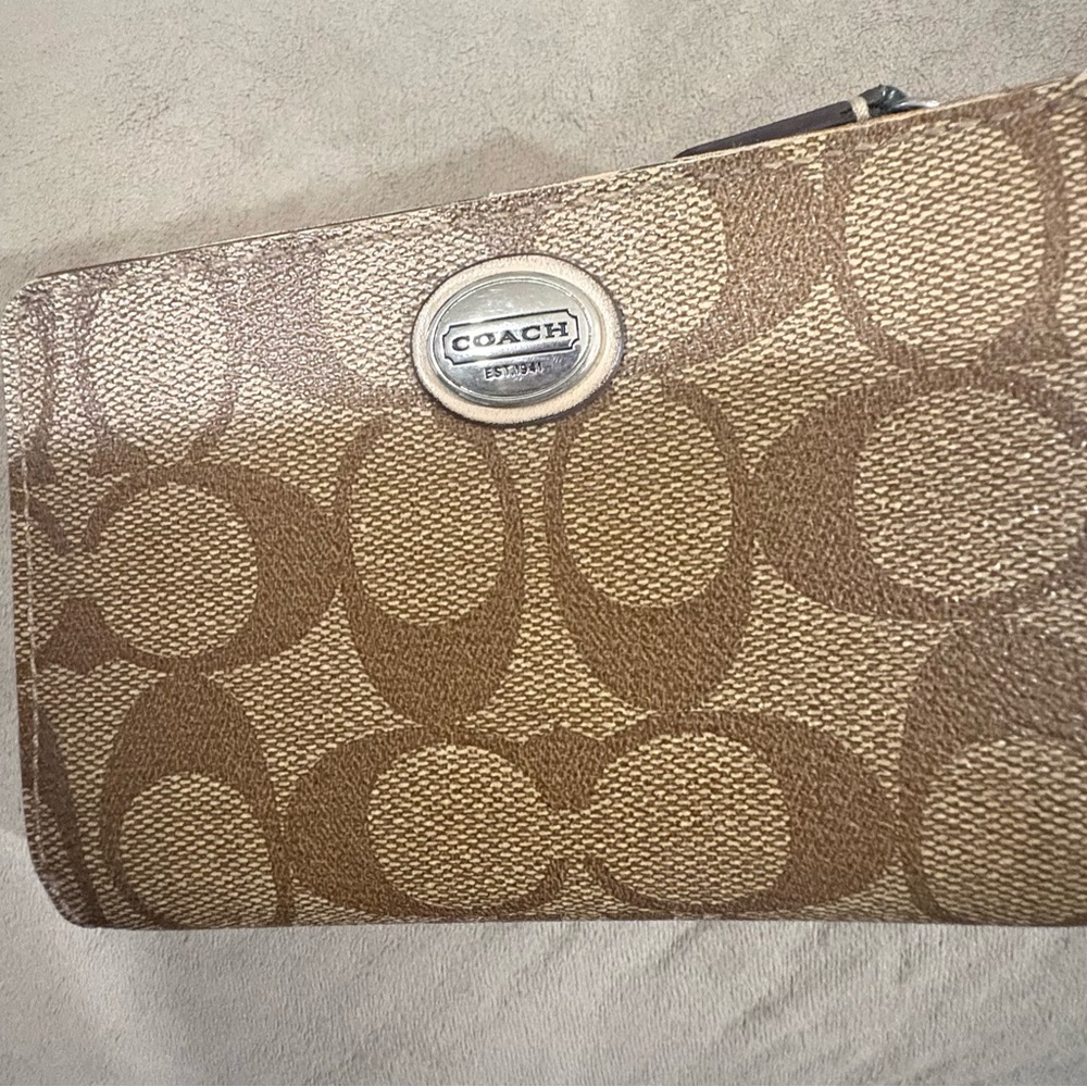 Coach Tan Signature Pattern Wallet